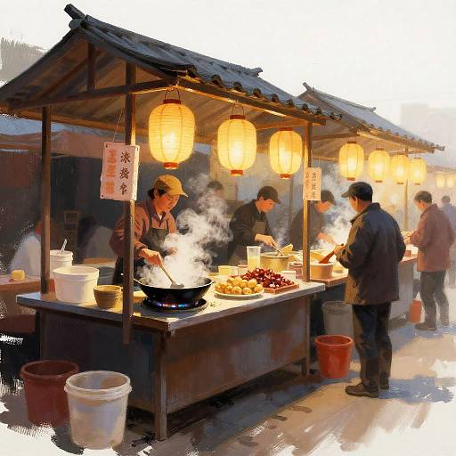 Impressionist Night Market Street Food Vendor