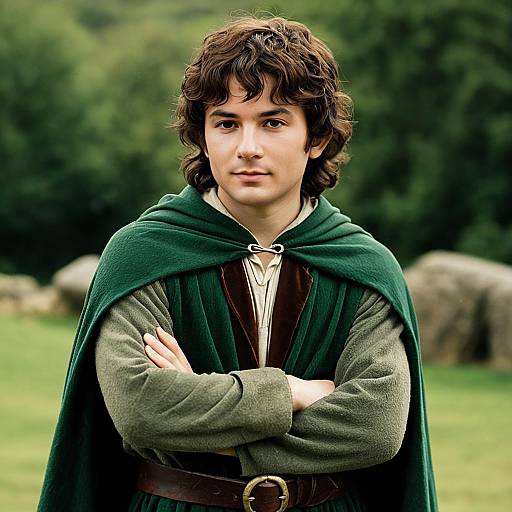 Man in Frodo Baggins Costume Outdoors