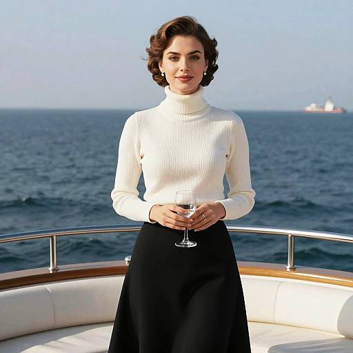 Elegant Woman on Luxury Mediterranean Boat