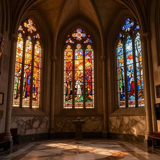 Gothic Cathedral with Autumn Stained Glass