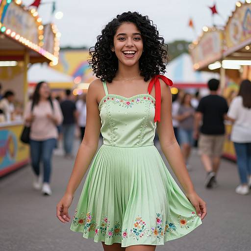 Lively Girl at Festive Fairground