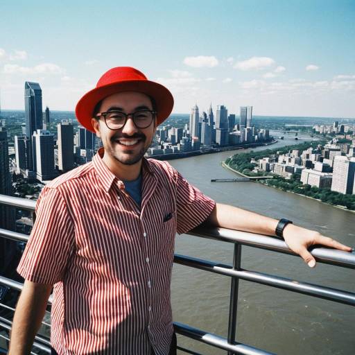 Cheerful Observer at City Highrise