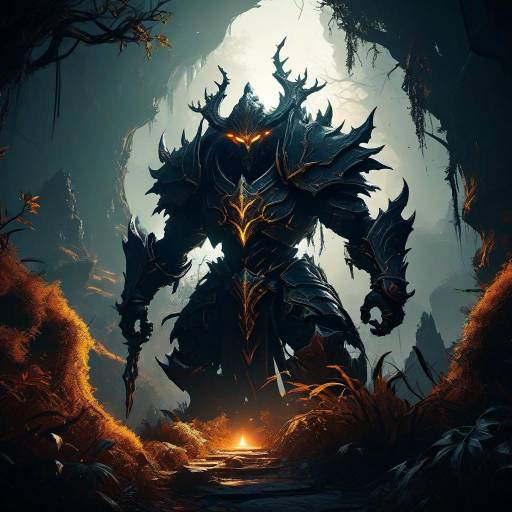 Dark Armored Demon Warrior in Cave