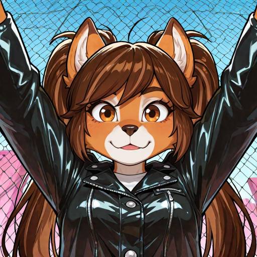 Anime Girl in Pink Swimsuit and Black Jacket