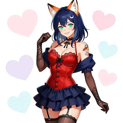 Confident Anime Woman with Fox Ears