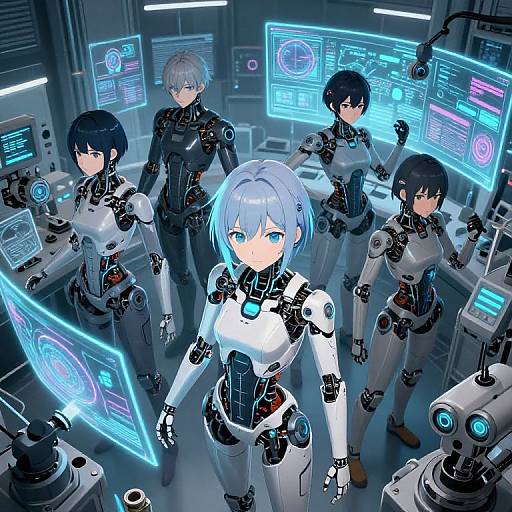 AI Anime Characters in Futuristic Lab
