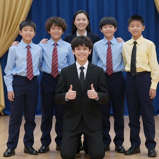 Formal Portrait of Young Boys Smiling