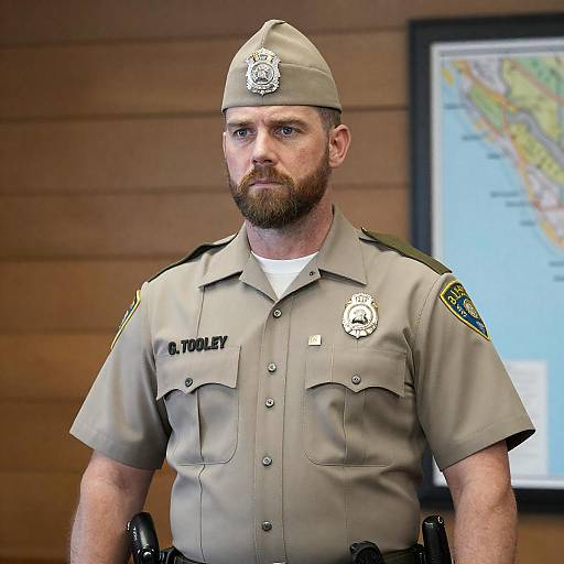 Serious Police Officer Portrait in Uniform
