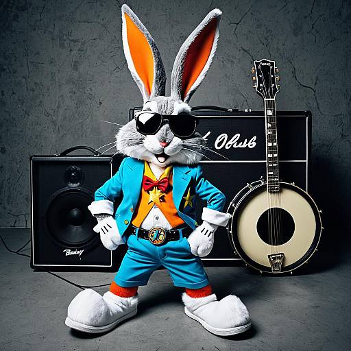 Bugs Bunny Rock Star Costume with Musical Instruments