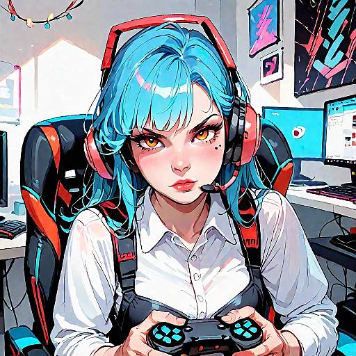 Angry Gamer in Neon-lit Gaming Setup