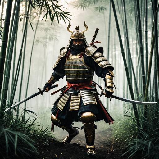Noble Samurai Warrior in Misty Forest