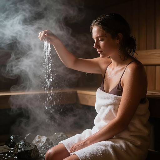 Steamy Sauna Scene with Atmospheric Detail