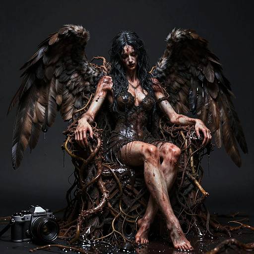 Charred Fallen Angel on Feathered Throne
