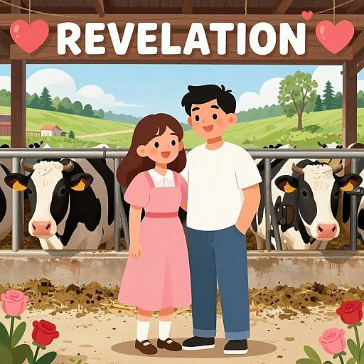 Happy Couple at Heart-Decorated Dairy Farm