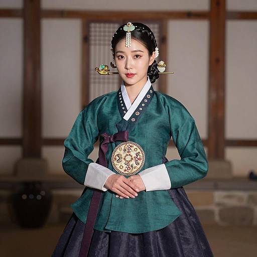 Elegant Korean Hanbok Portrait Fashion