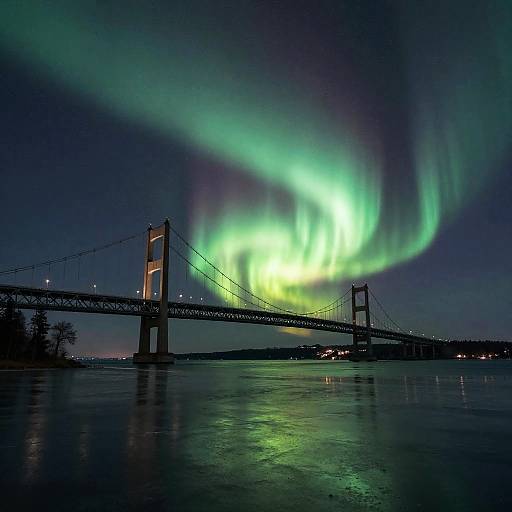 Mackinac Bridge Under Northern Lights