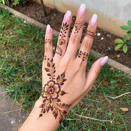 Intricate Henna Design on Light-Skinned Hand
