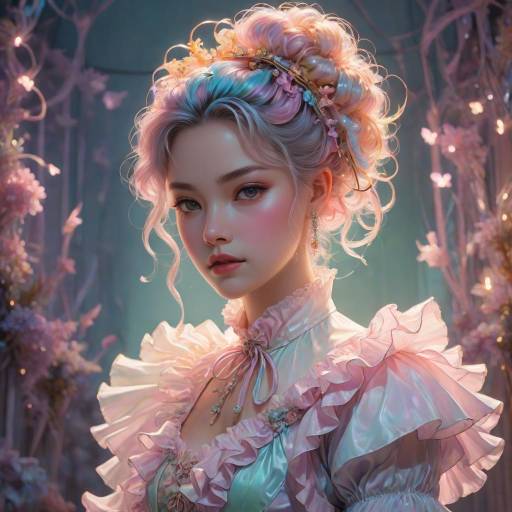 Pastel Character in Vibrant Spotlight