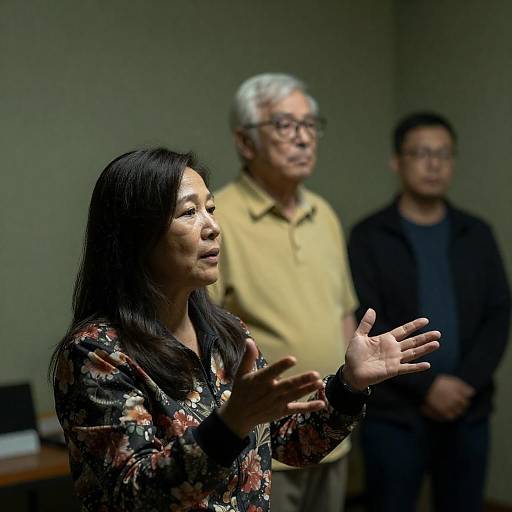 Green-Tinted Dim Portrait of Three