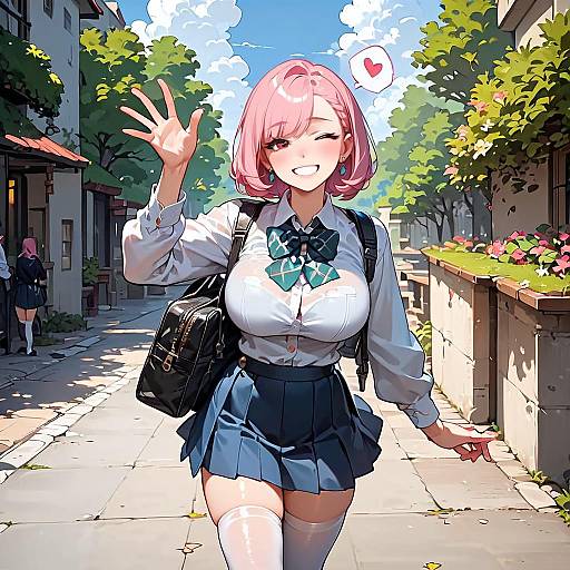 Pink-Haired Schoolgirl Aesthetic Anime Screencap