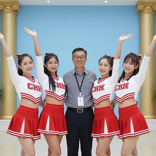 Cheerful Cheerleaders with a Charming Man