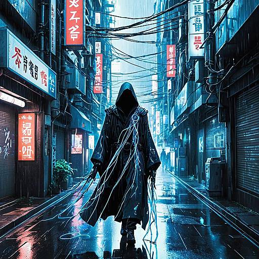 Ethereal Data Wraith in Cyberpunk Alley