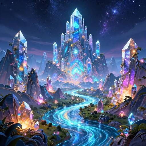 Enchanting Crystal Mountains Fantasy Landscape