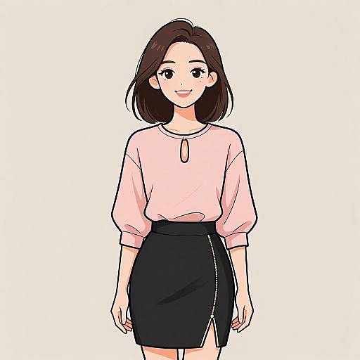 Chic Smiling Woman in Blush Pink