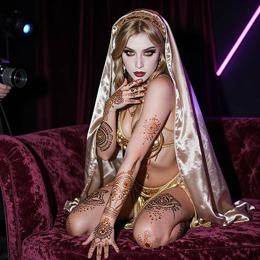 Exotic Dancer in Neon Velvet Glow