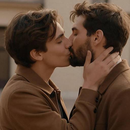 Tender Embrace of Two Men in Love