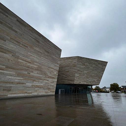 8K Photorealistic Rainy Modern Museum