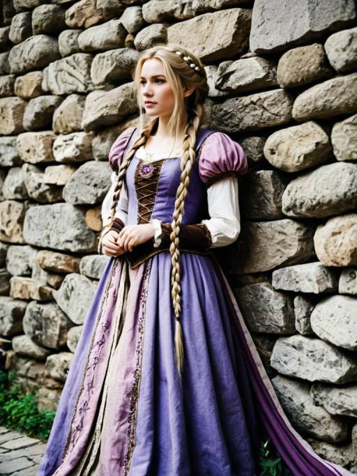 Woman in Medieval Fantasy Dress with Long Braided Hair