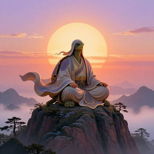 Turtle Master Meditates at Dawn