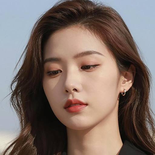 Portrait of Woman with Wavy Brown Hair