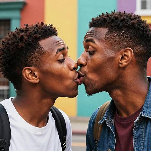 Vibrant Comic Style Kiss Scene