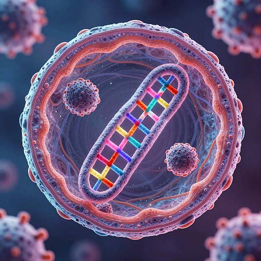 Neon Prokaryotic Cell Cross-Section