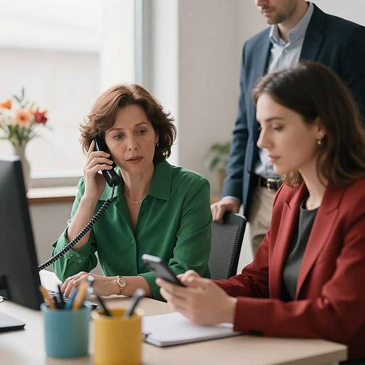 Office Scene: Three Colleagues Talking