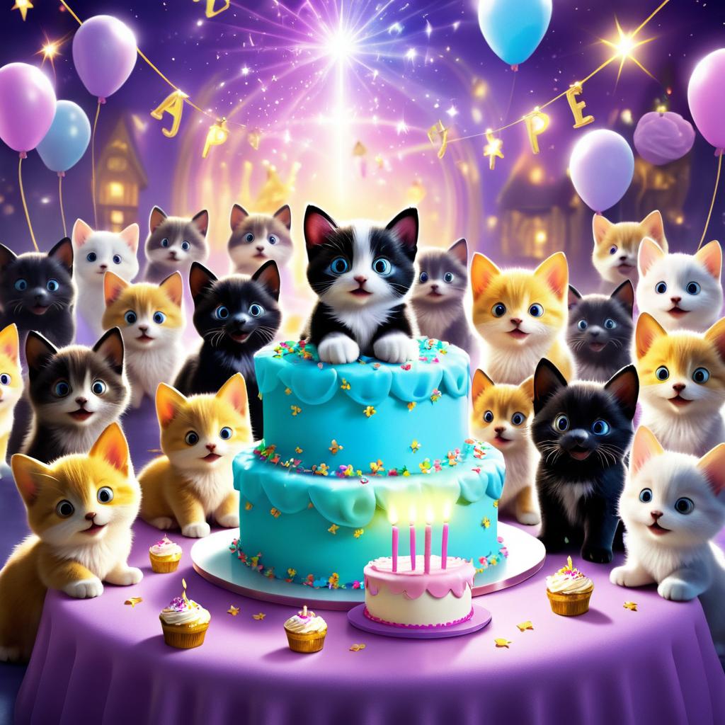 Kitten's Enchanting Birthday Bash with Puppies