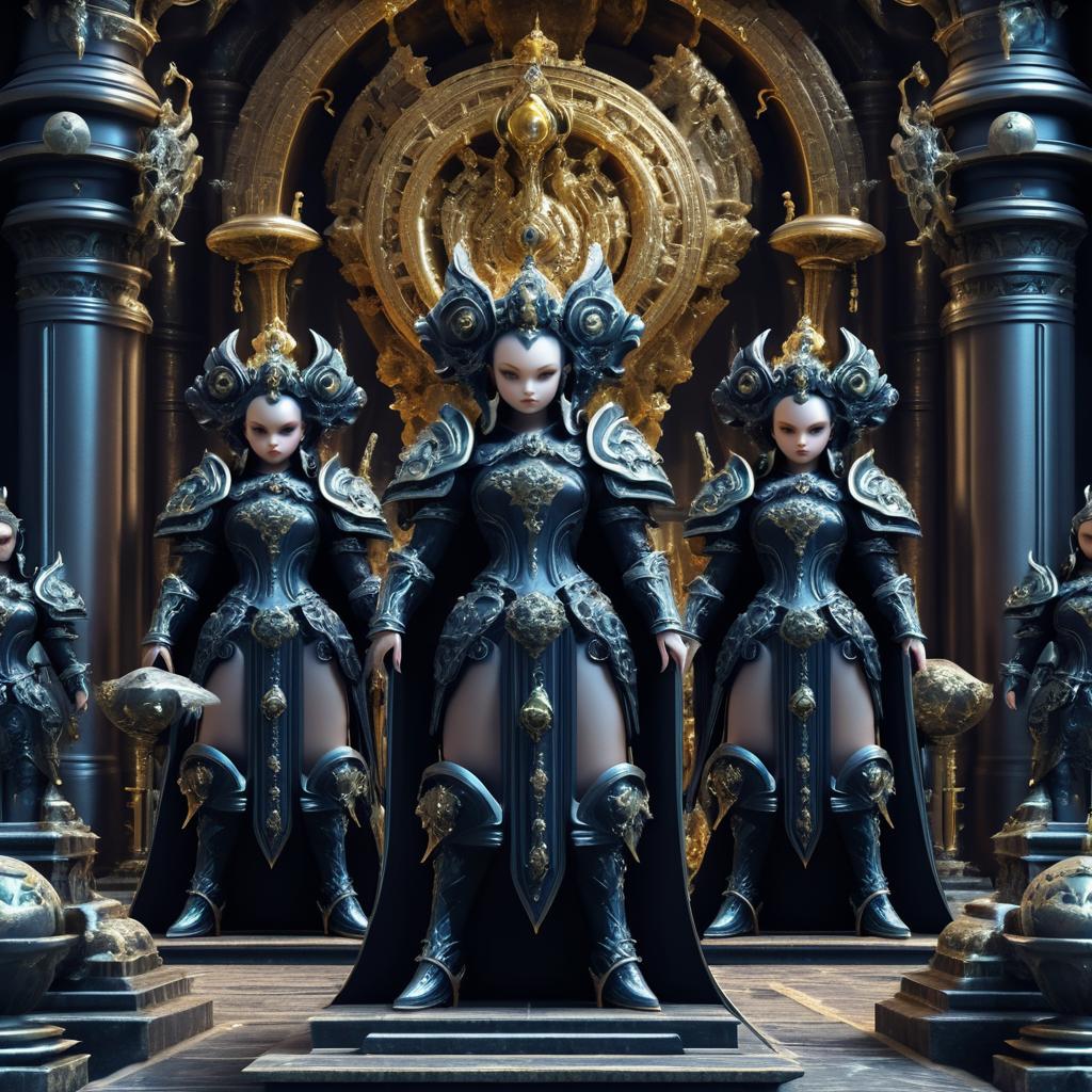 Baroque Alien Warriors in Ancient Temple