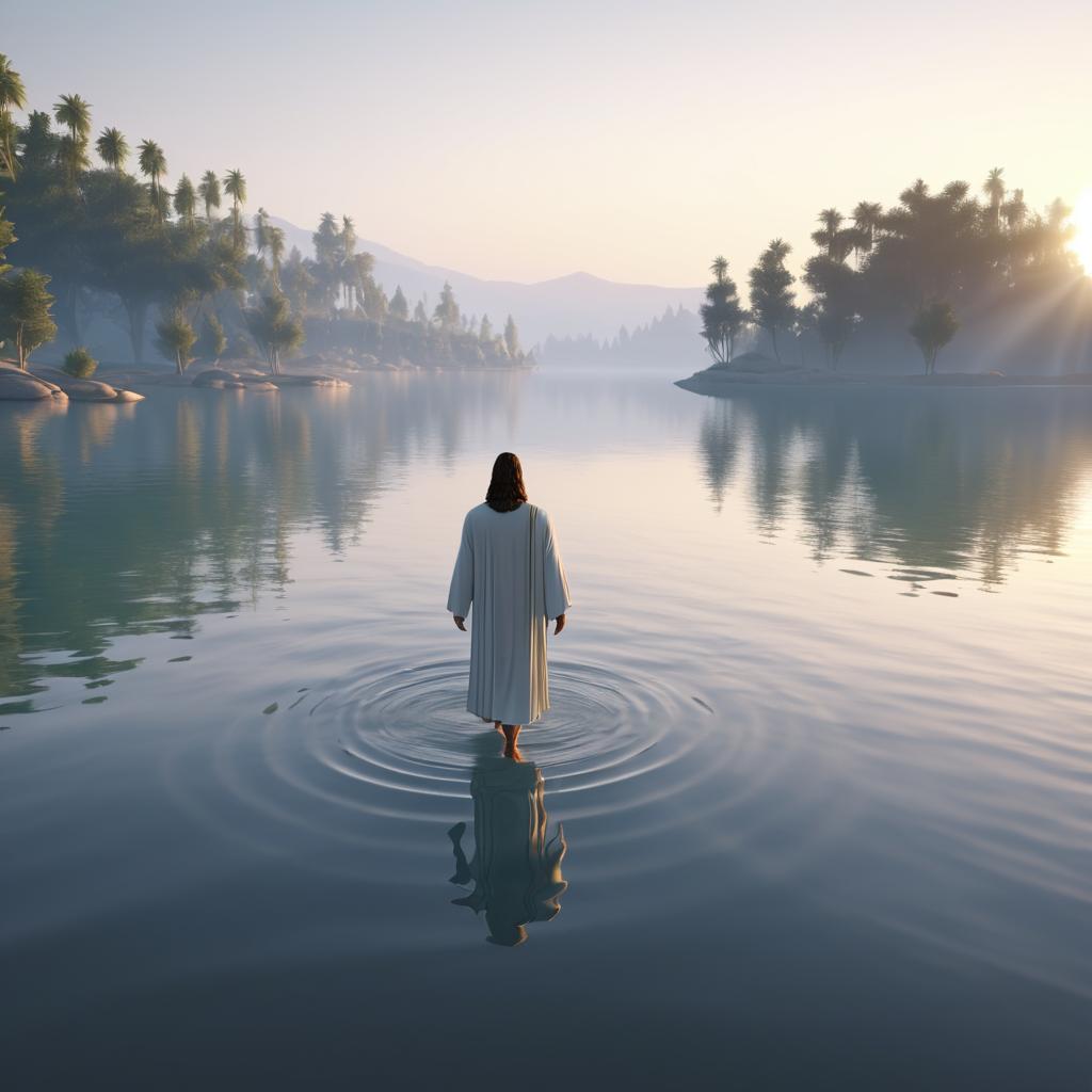 Jesus Walking on Water at Dawn