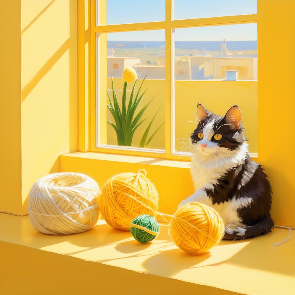 Playful Cat and Mouse on Windowsill