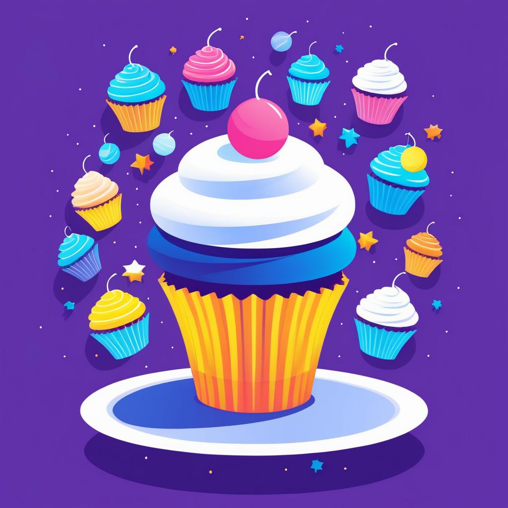 Zero Gravity Cupcake Cartoon Poster