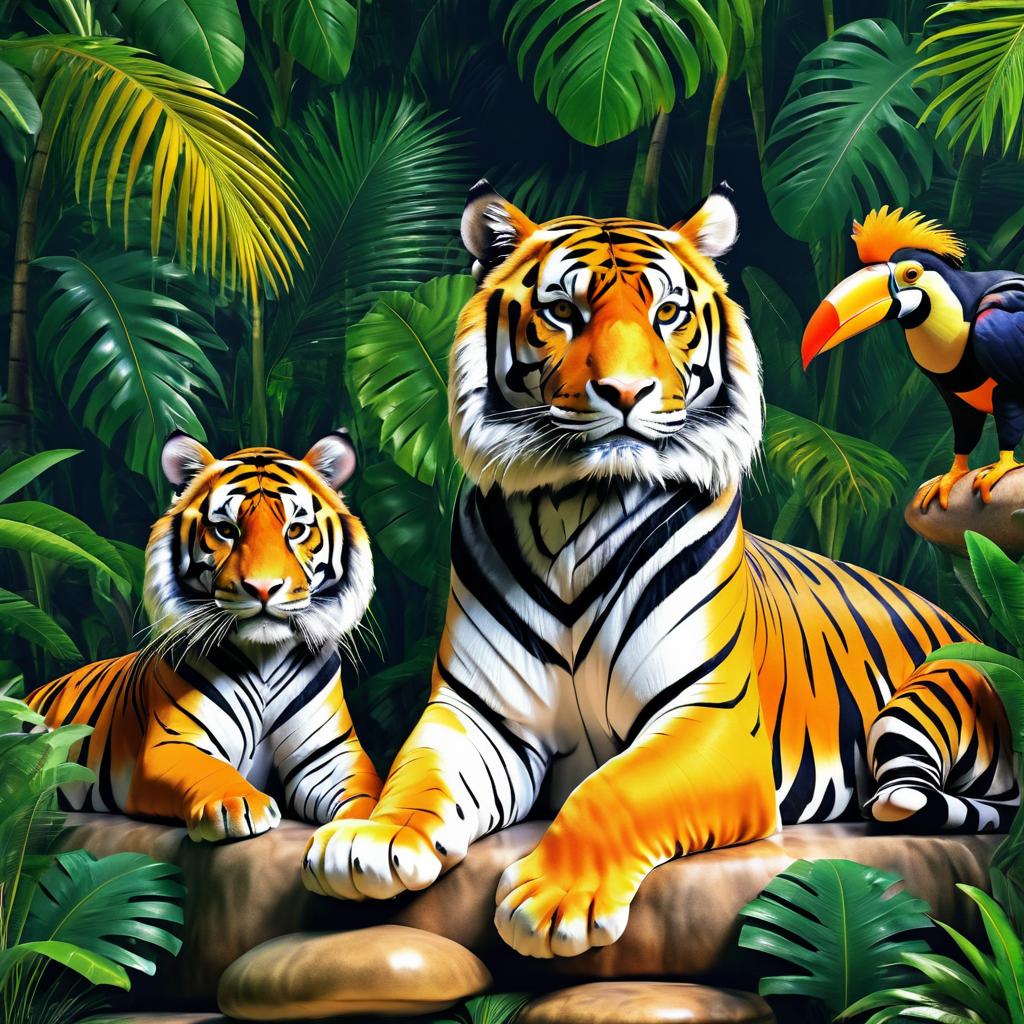 Serene Composition of Exotic Animals