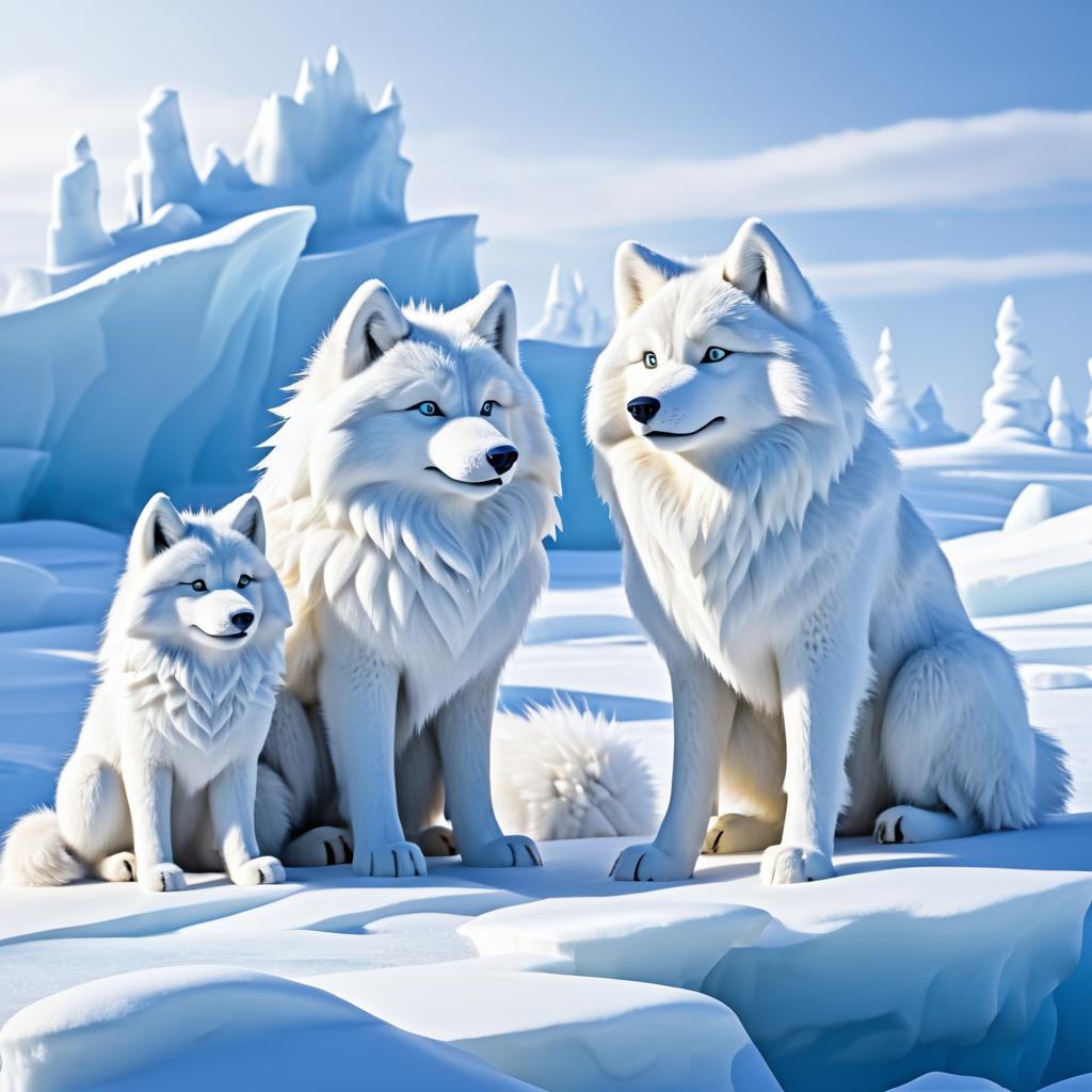 Animated Arctic Wolves in Icy Wonderland