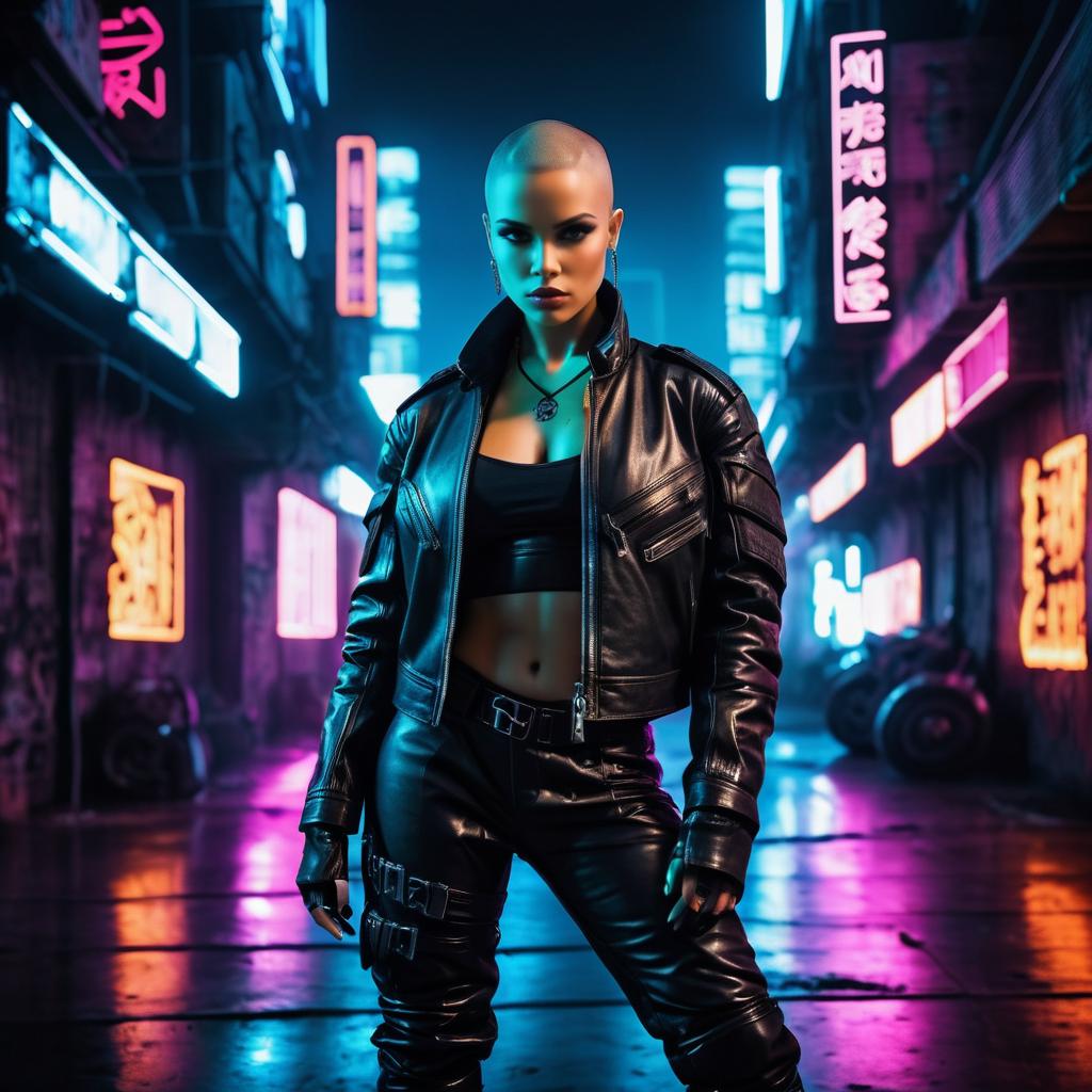 Cyberpunk Warrior: Fierce Female Fighter