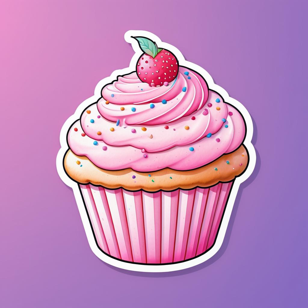 Vibrant Kawaii Cupcake Sticker Art