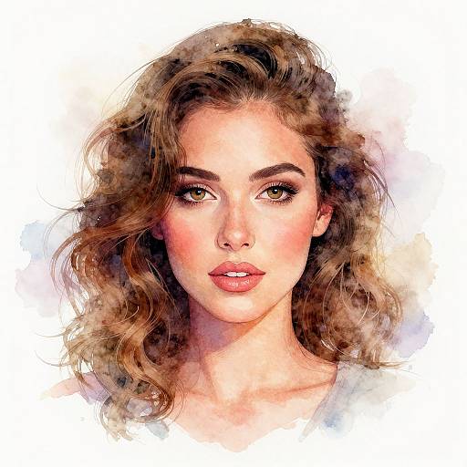 Vibrant Watercolor Portrait of Woman