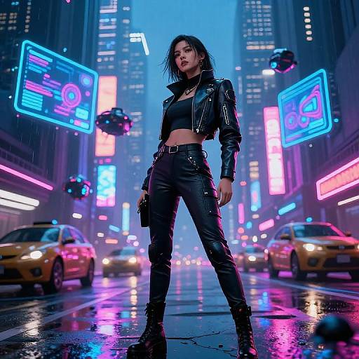 Clarisa in Neon Cyberpunk Cityscape