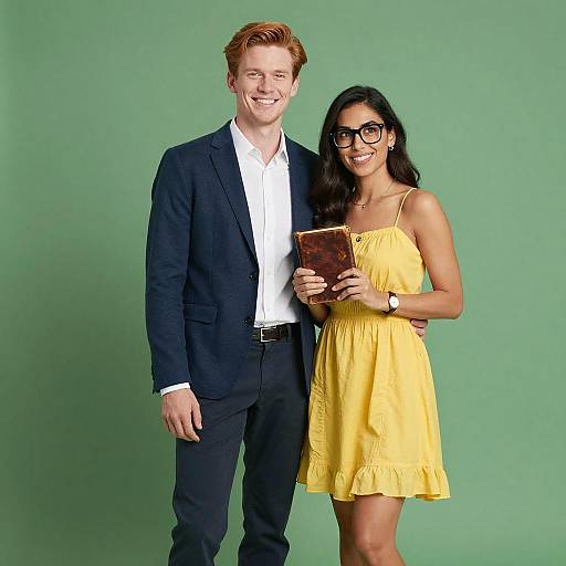 Couple Holding Vintage Journal