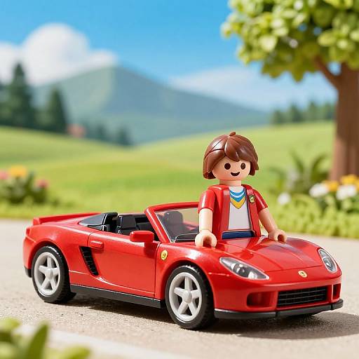Playmobil Figure by Red Convertible